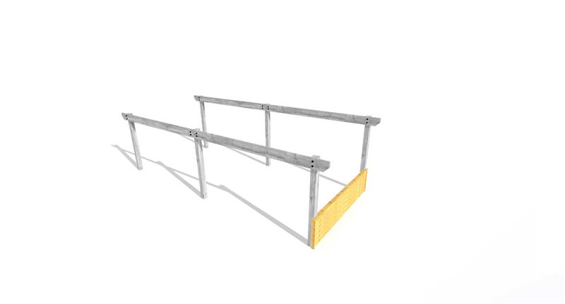 Technical render of a School Canopy with Cladding, Glazing and Roller Shutter